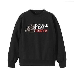 Double Hard Black Crewneck Sweatshirt with White and Red Tokyo Graphic